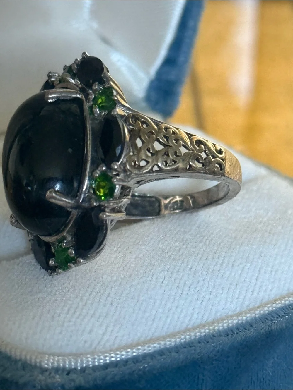 Sterling silver 925 Pardot Blackstar diopside ring